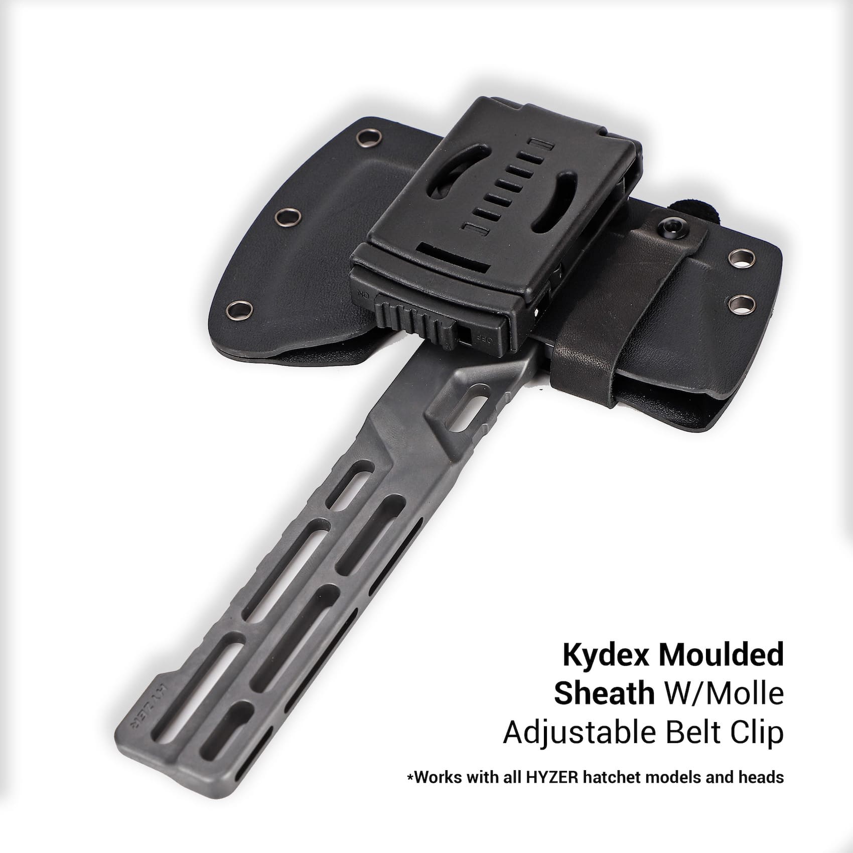 Exceed Designs - KYDEX Moulded HYZER Hatchet Sheath (Black) With Molle/Belt Clip